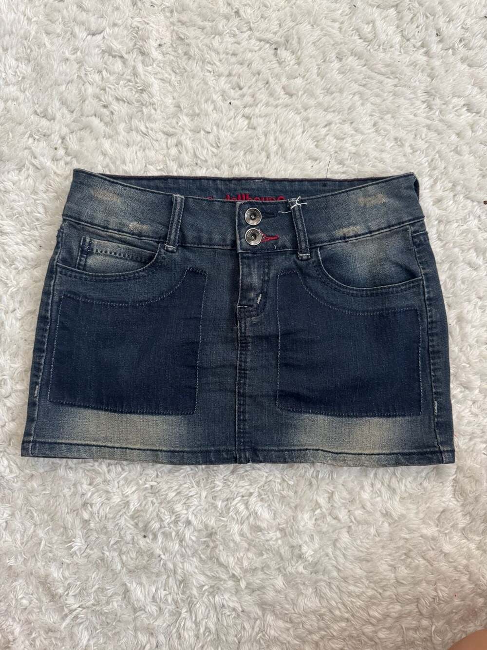 Dollhouse Vintage Y2K Denim Mini Skirt with Faux Snake Skin Patch, Size 3